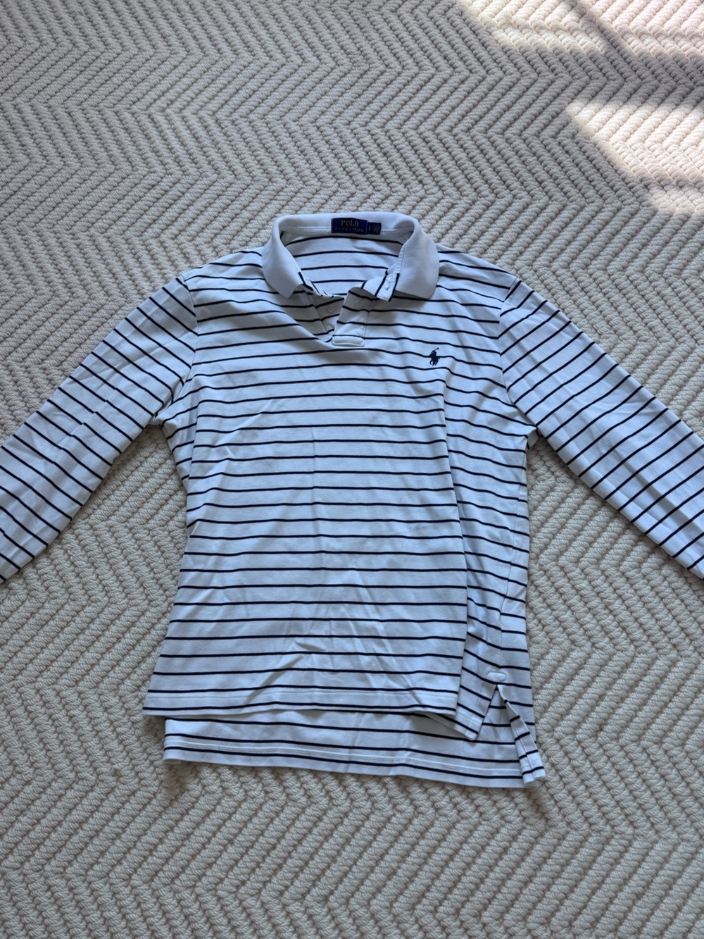 Ralph Lauren White and Navy Striped Polo
